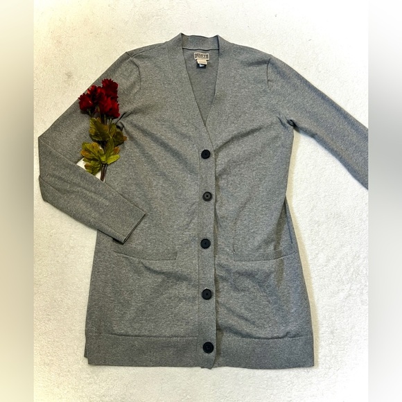 Duluth Trading V-Neck Grey Button-Down Cardigan - Small - Picture 1 of 9